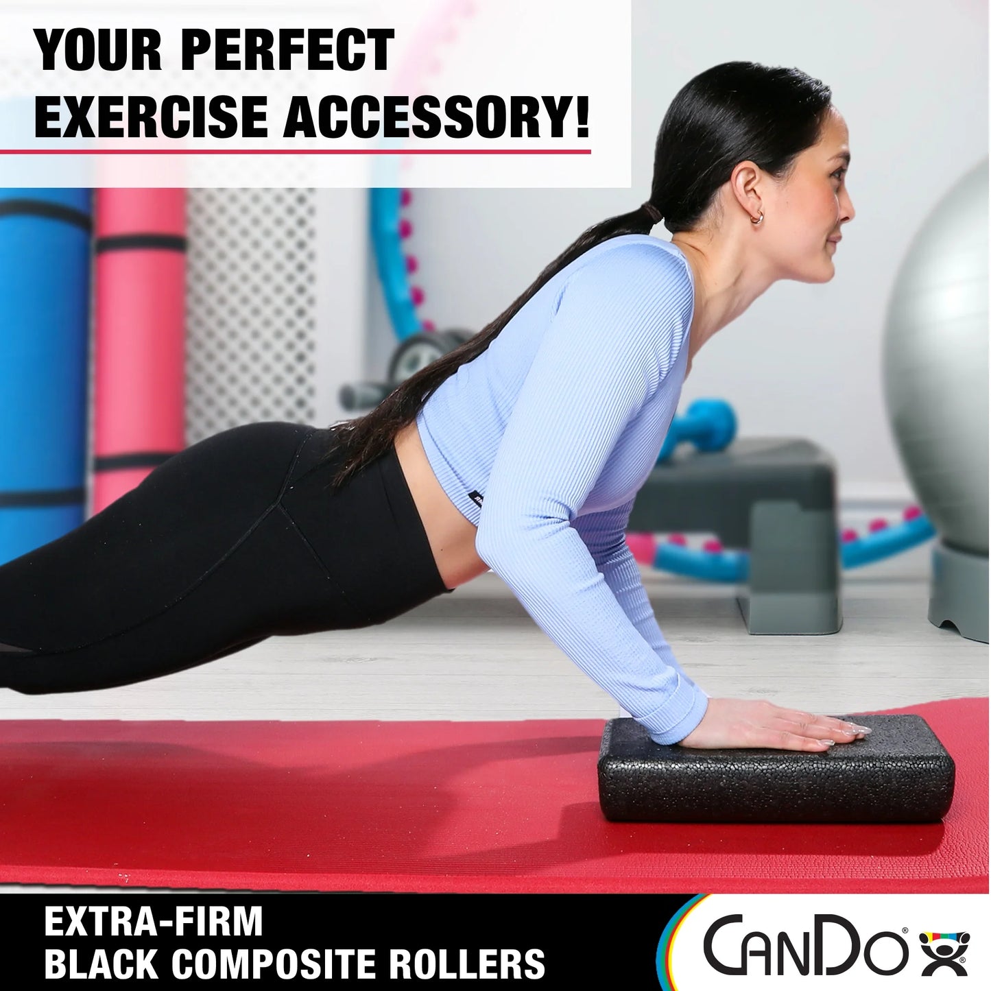 Cando Foam Roller - Black Composite - Extra Firm - 6" X 36" - Half-Round