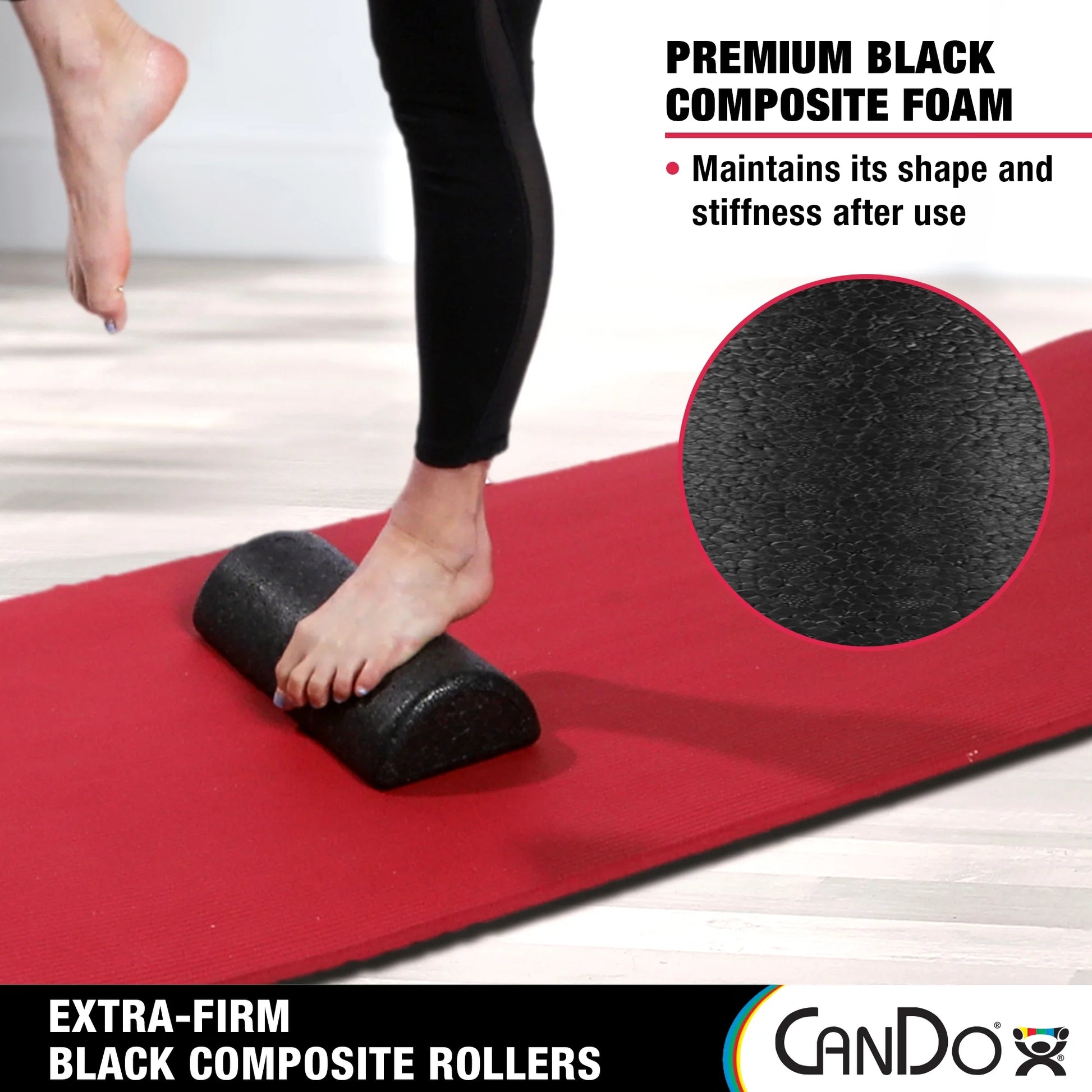 Cando Foam Roller - Black Composite - Extra Firm - 6" X 36" - Half-Round